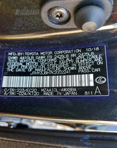 2019 Lexus Ux 200 z USA, uszkodzony, nr VIN JTHY3JBH7K2002241